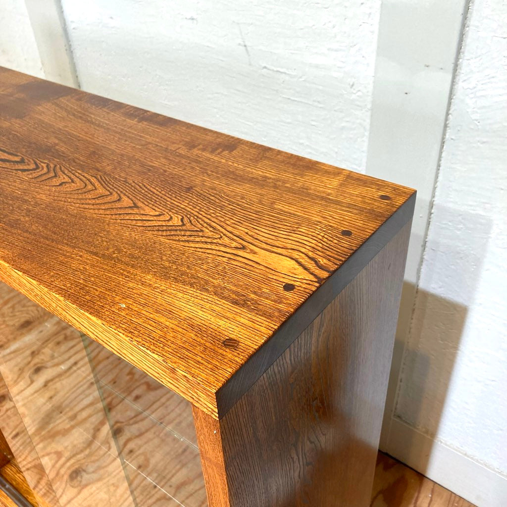 ケヤキ無垢材 ガラスキャビネット【2】飾り棚 食器棚 左側扉 中古