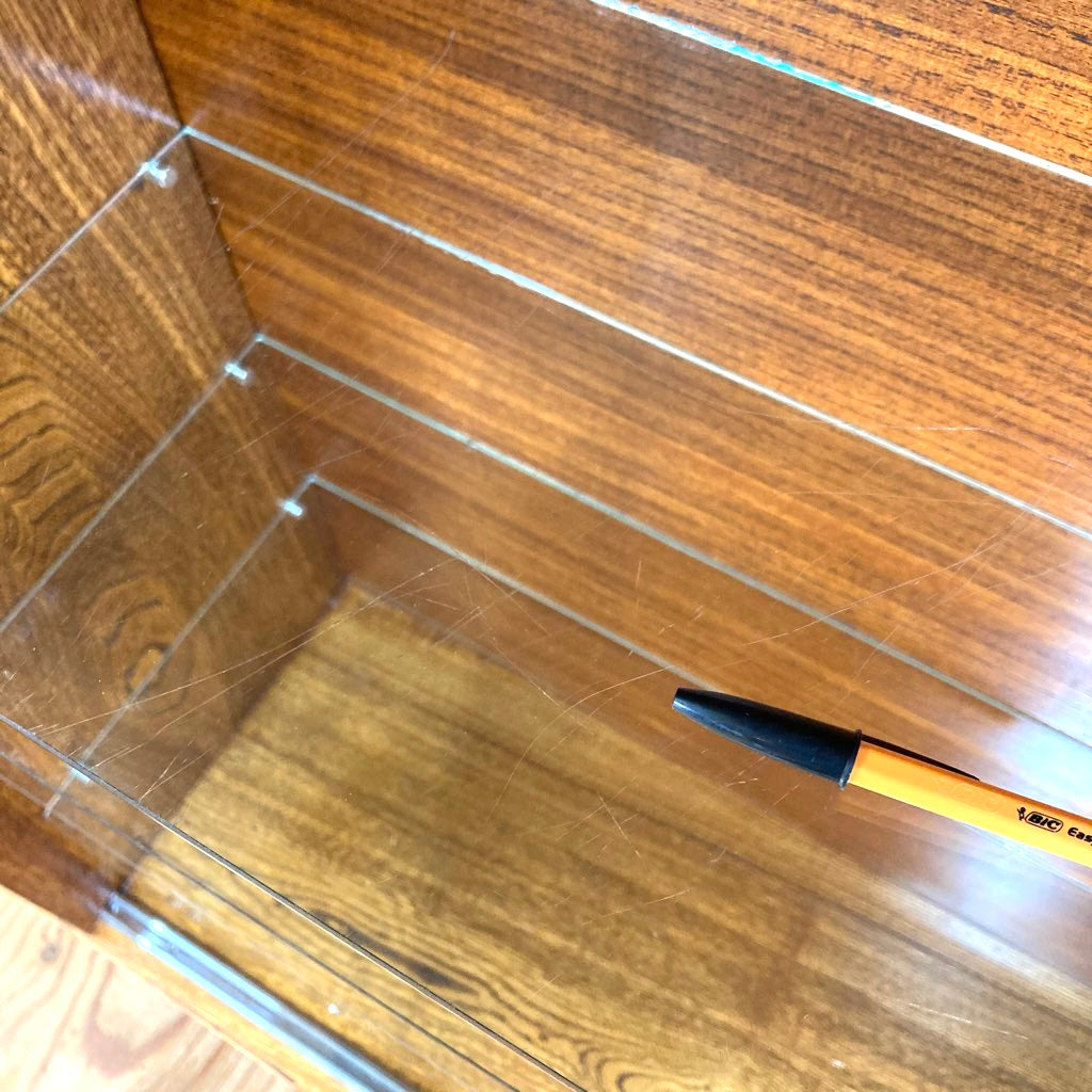 ケヤキ無垢材 ガラスキャビネット【2】飾り棚 食器棚 左側扉 中古