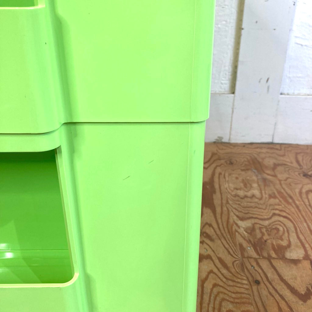 B-LINE ボビーワゴン 2段2トレイ ライムグリーン 廃盤 シャギーマット アクリルホルダー&カップ付 中古