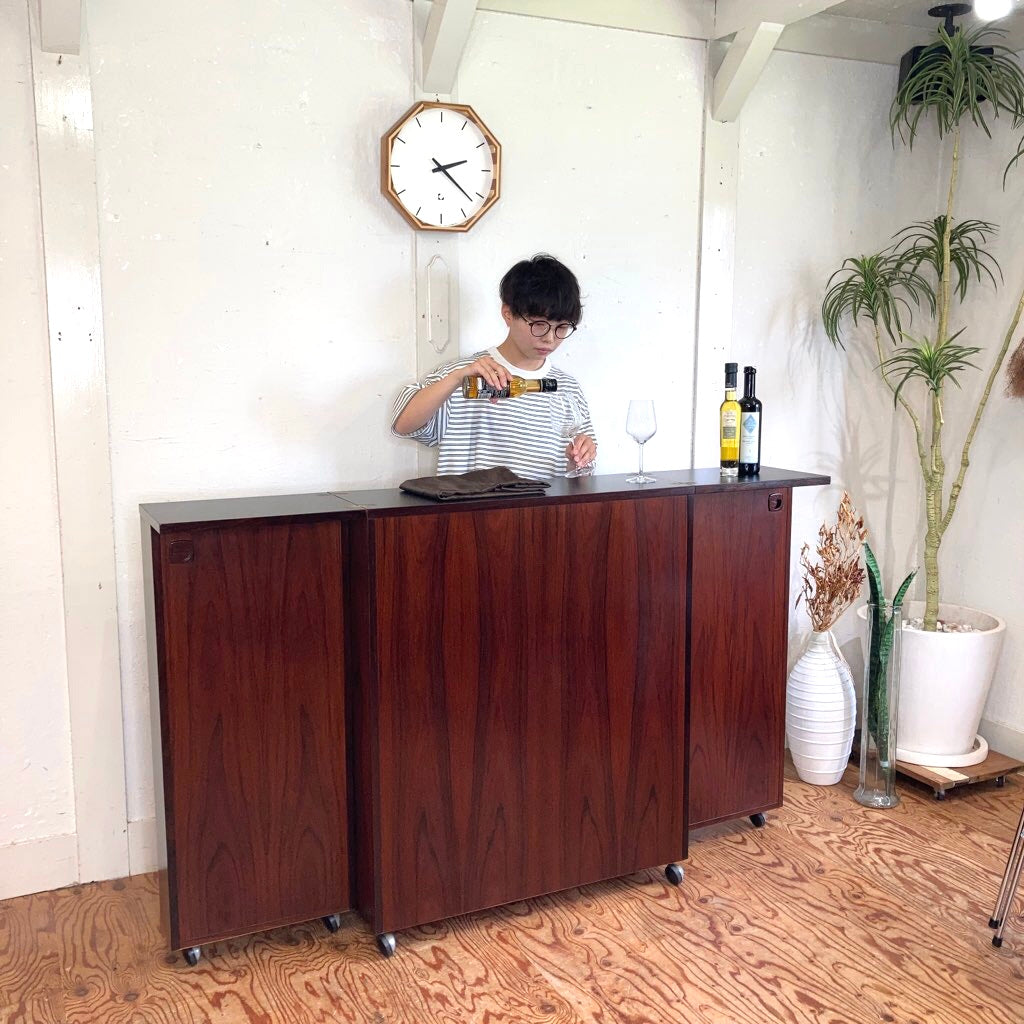 バーキャビネット ワゴン 北欧 ローズウッド ヴィンテージ