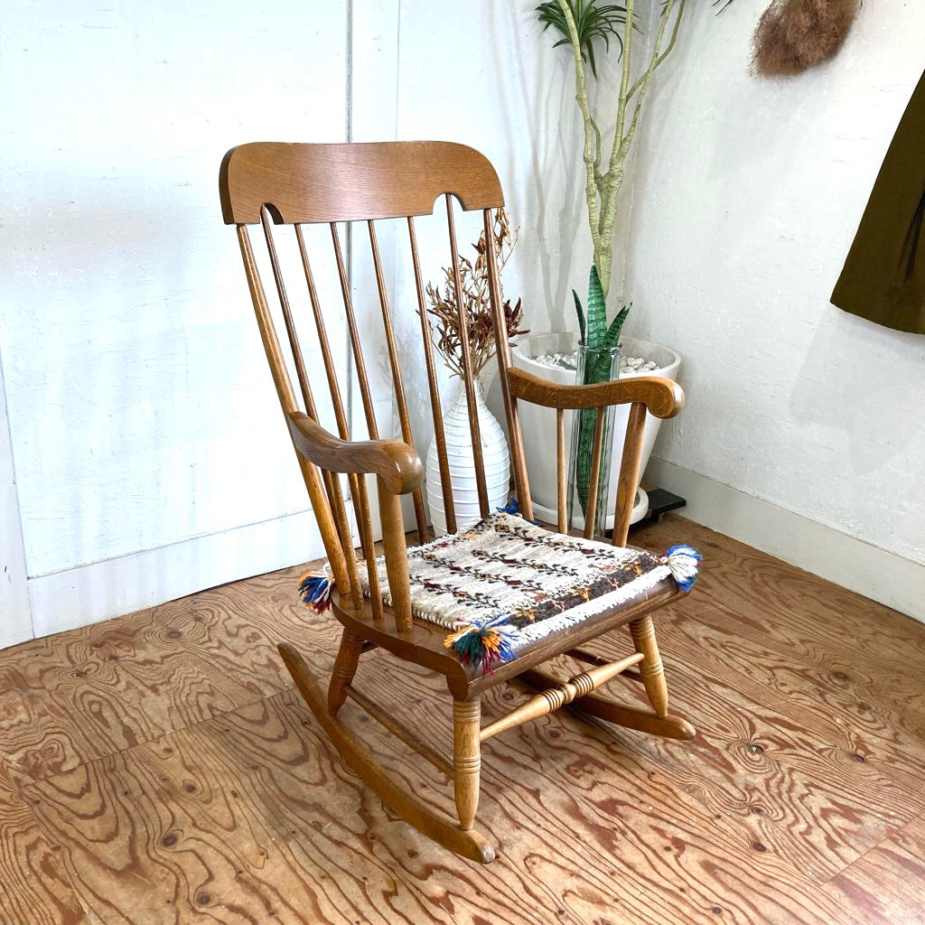 ギャッベ 座布団 チェアパット ミニ マット アイボリー スクエア 幅38× 奥行40 中古