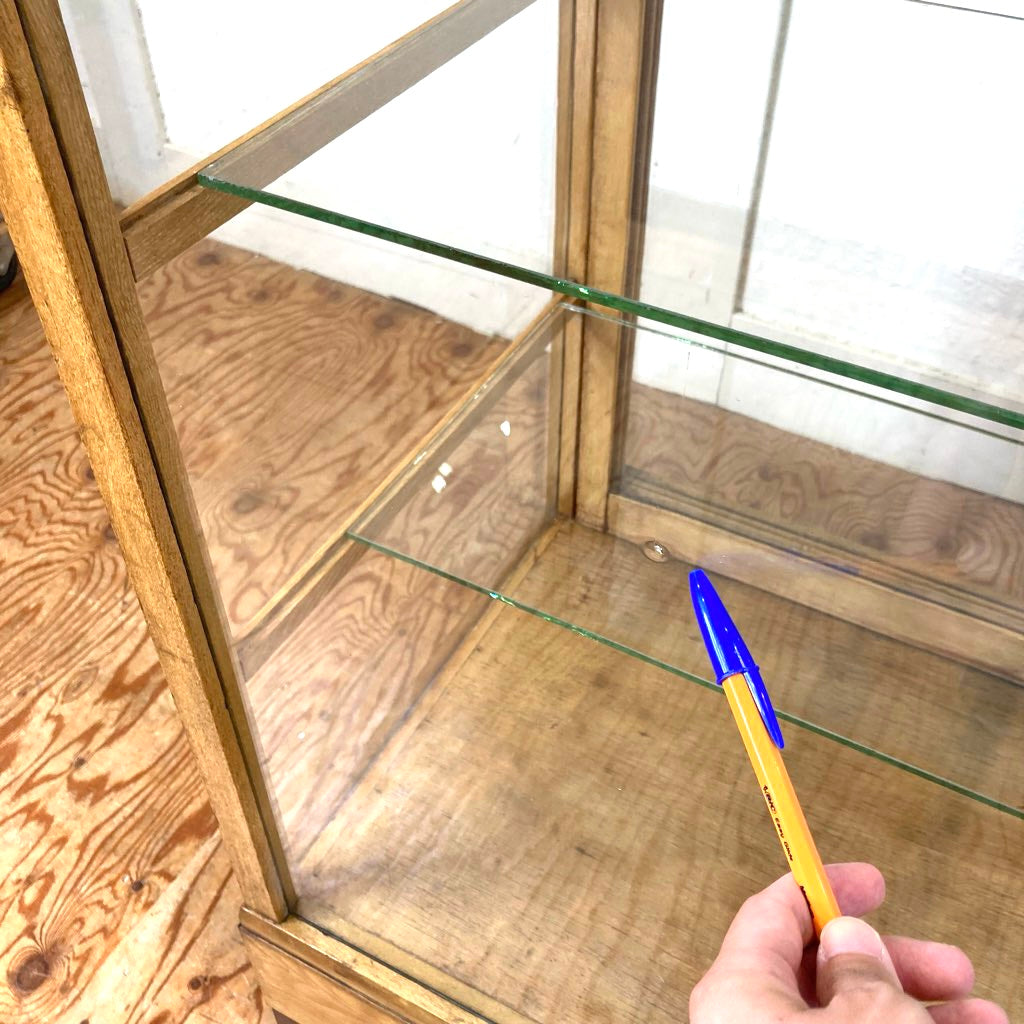 小ぶりなガラスショーケース パンケース 陳列棚 ディスプレイケース  ヴィンテージ