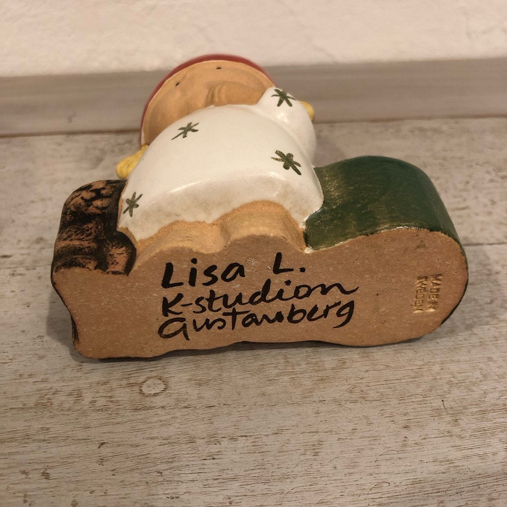 リサ・ラーソン/ Lisa Larson キャンドルホルダー GIRL WITH CAT 陶器 中古