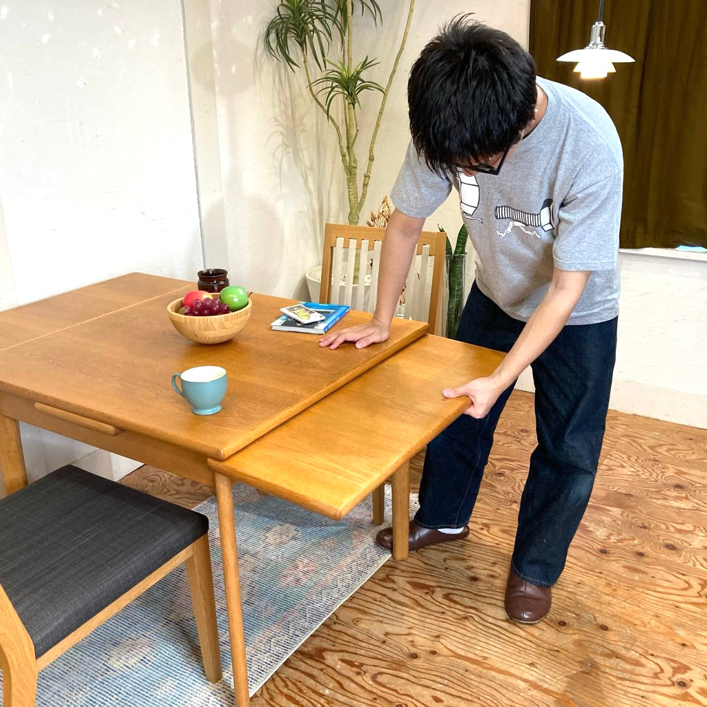 日進木工 オーク材 伸長式 ダイニングテーブル ヴィンテージ 中古 