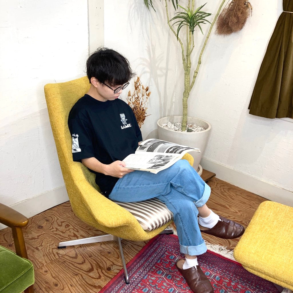 中村工芸 / nakamura ラウンジチェア&オットマン イエロー ストライプ 展示品