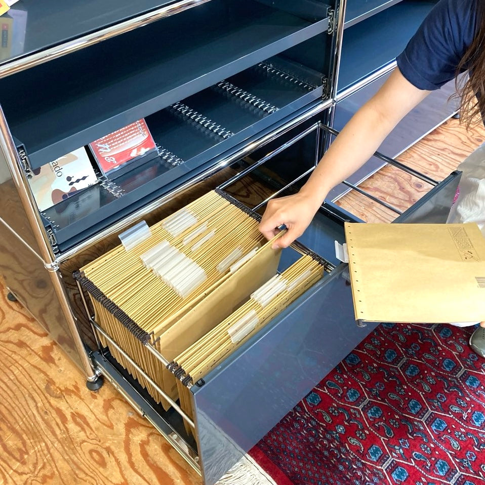 USMハラー / USM Haller キャビネット オープンシェルフ 2列3段 エクステンションドア 本棚 アントラサイト 中古