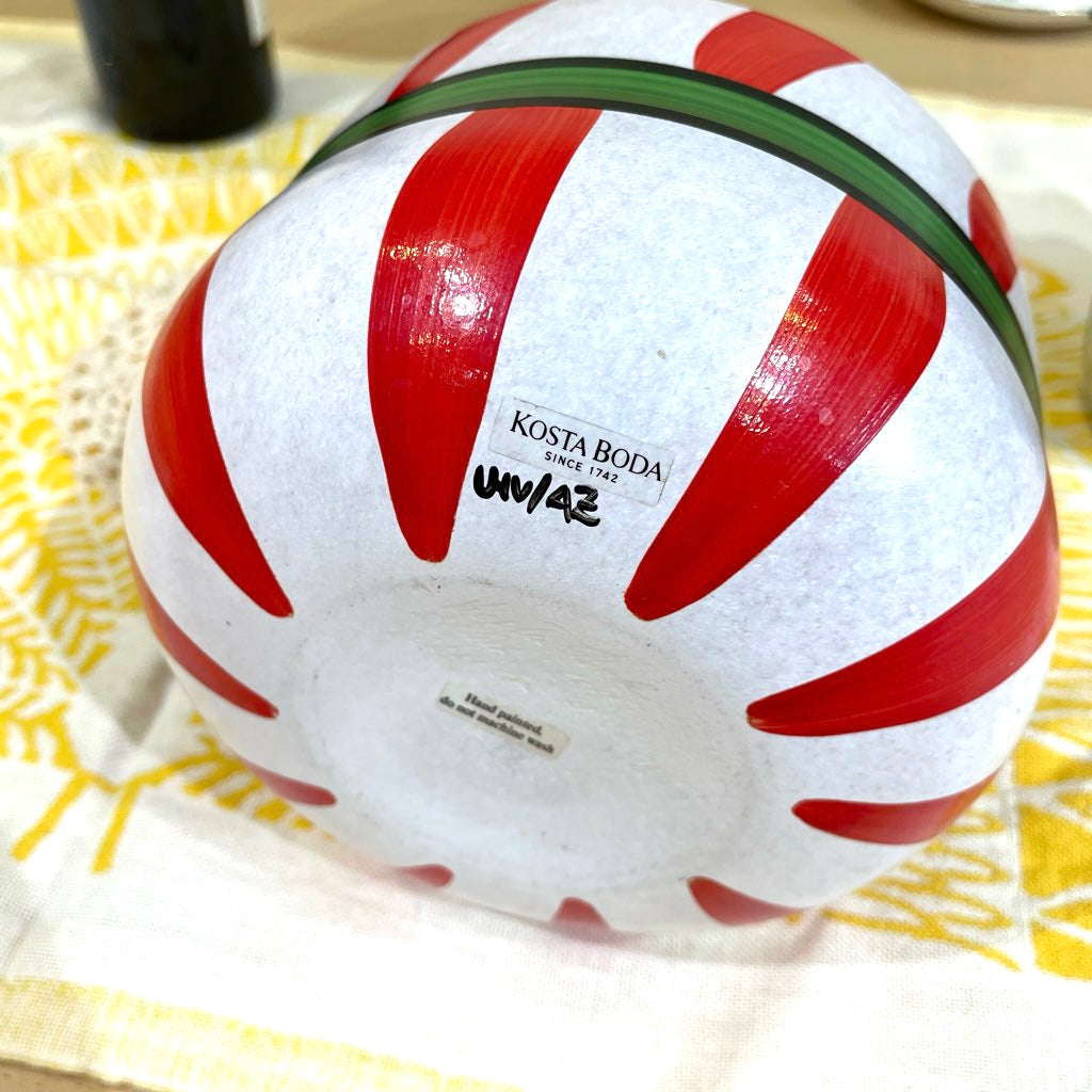 コスタボダ / KOSTA BODA リボン / Ribbon ガラスボウル 赤 Ulrica Hydman-Vallien 北欧 ヴィンテージ