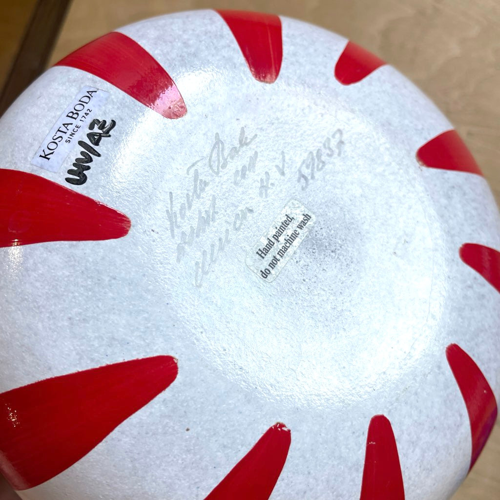 コスタボダ / KOSTA BODA リボン / Ribbon ガラスボウル 赤 Ulrica Hydman-Vallien 北欧 ヴィンテージ