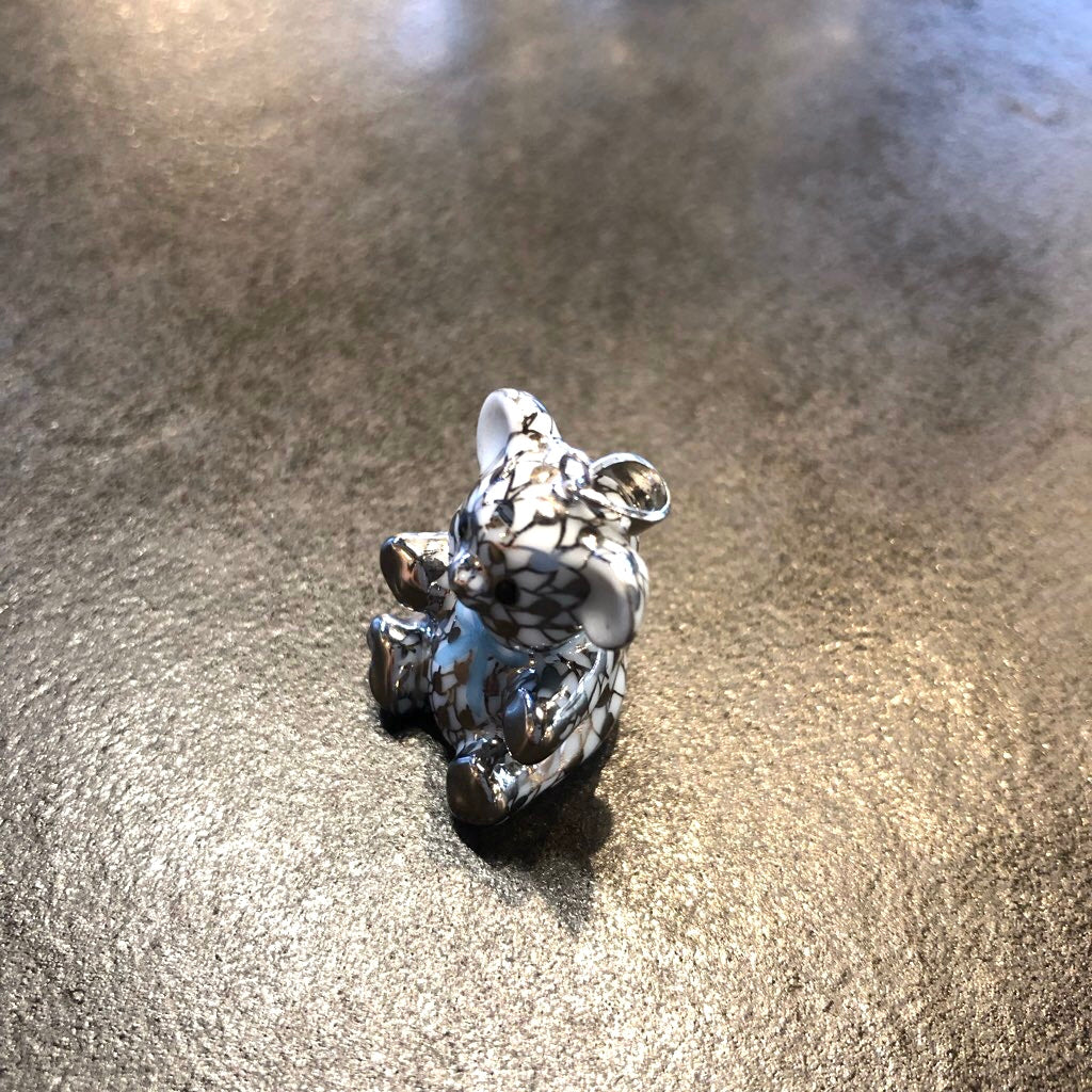 ヘレンド / Herend テディベア ペンダントトップ プラチナカラー チャーム アクセサリー ハンガリー 中古