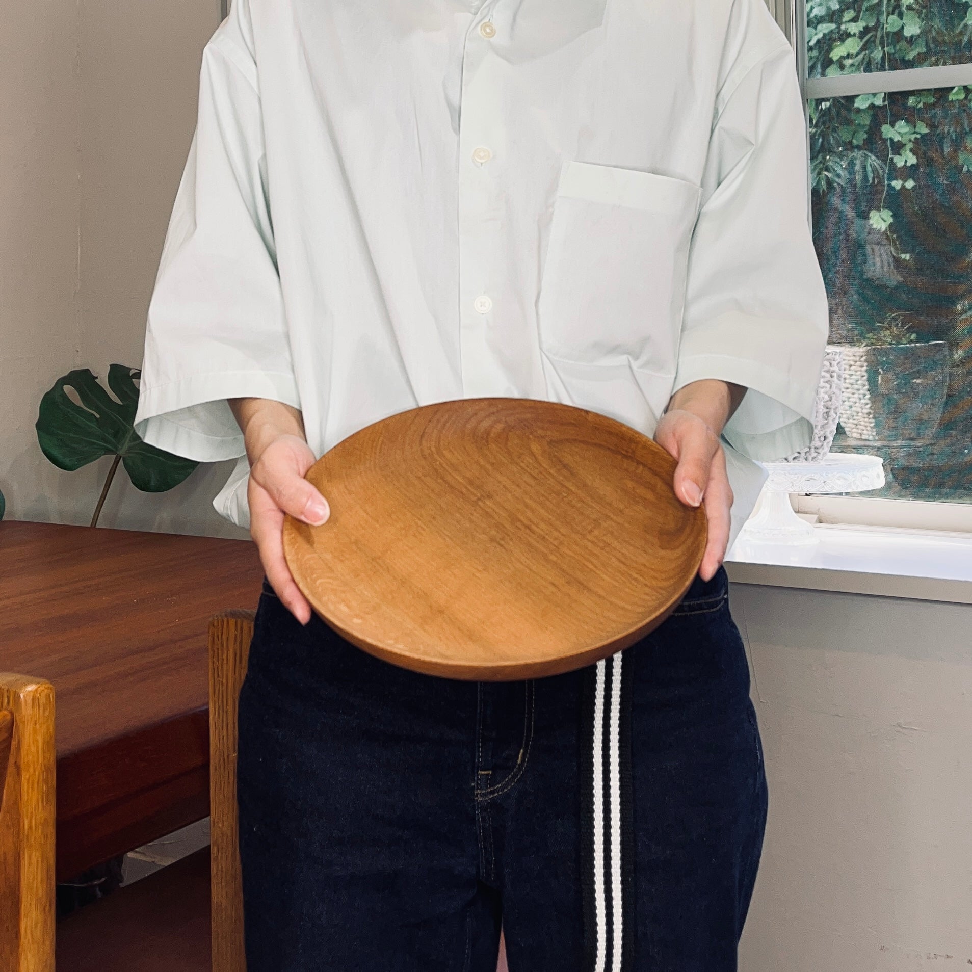 オーク無垢材 リメイクプレート トレイ 丸皿 24㎝ リバイブモブラープロジェクト