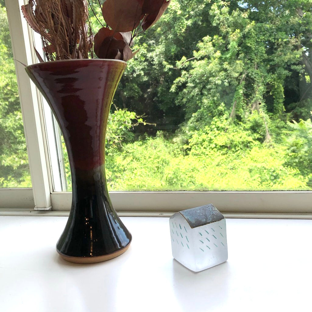 ガラスのオブジェ HOUSE RAIN 置物 扇田克也 中古