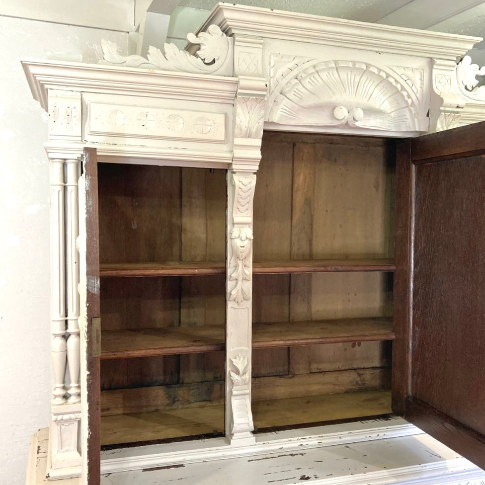 アンティーク ペイントカップボード アンリ2世様式 キャビネット ホワイト シャビー