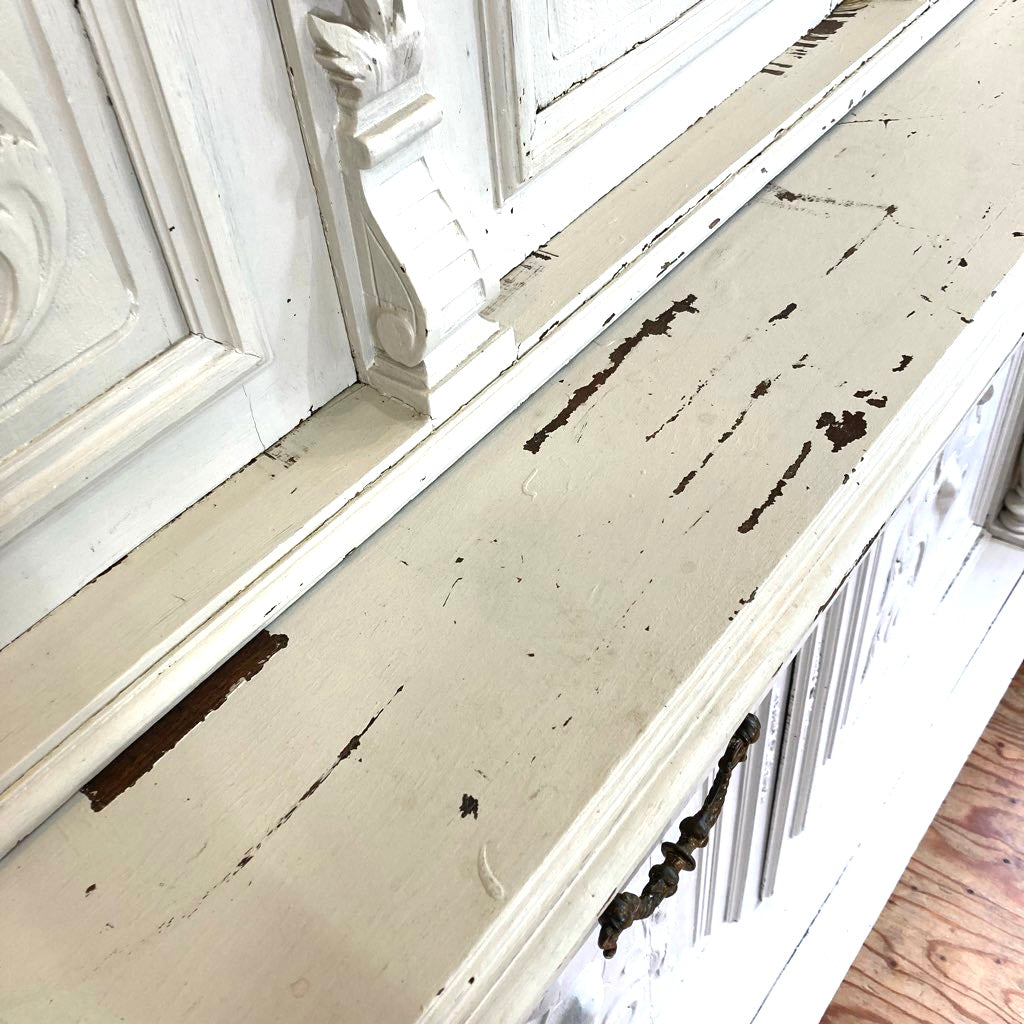 アンティーク ペイントカップボード アンリ2世様式 キャビネット ホワイト シャビー