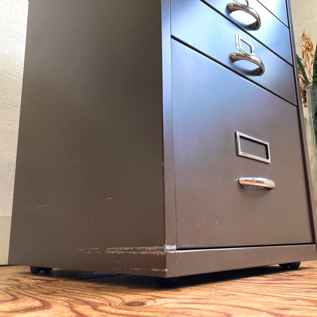 ビスレー / BISLEY BASIC Fシリーズ 1F3ファイリングキャビネット4段 ブラウン キャスター付 中古