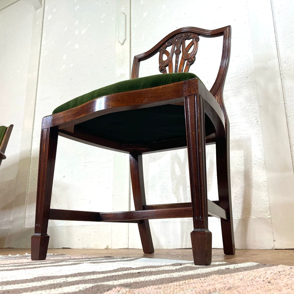 アンティークチェア 木彫り 張替え済 ダイニングチェア
