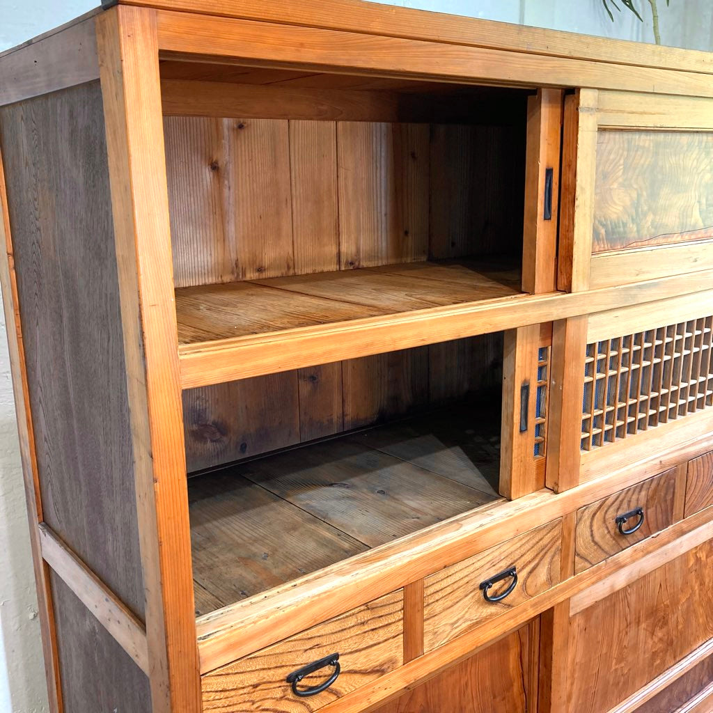 水屋箪笥 食器棚 カップボード 収納棚 欅 檜 アンティーク