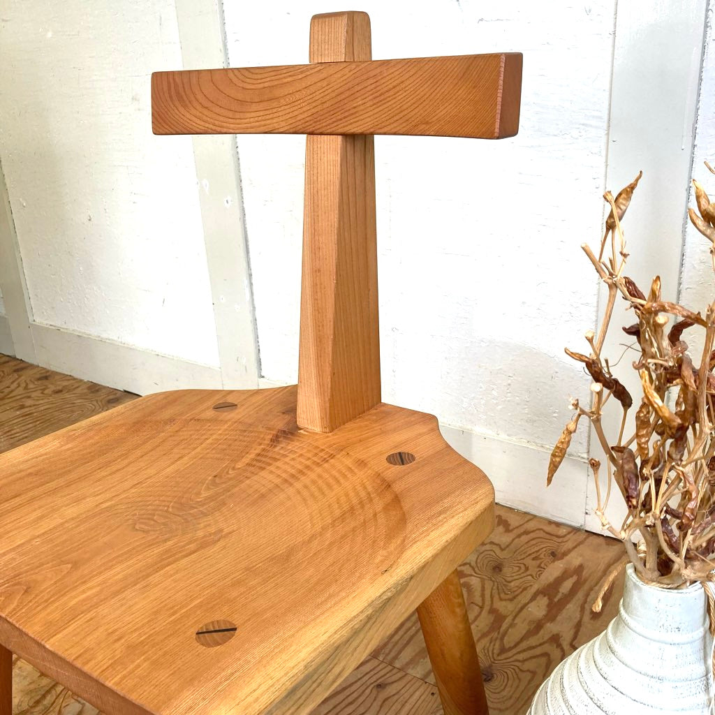 ニレ無垢材 ダイニングチェア 中古