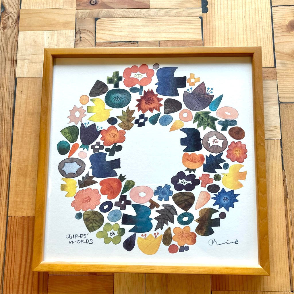 バーズワーズ / BIRDS' WORDS フレームポスター 30㎝ 鳥 植物 中古