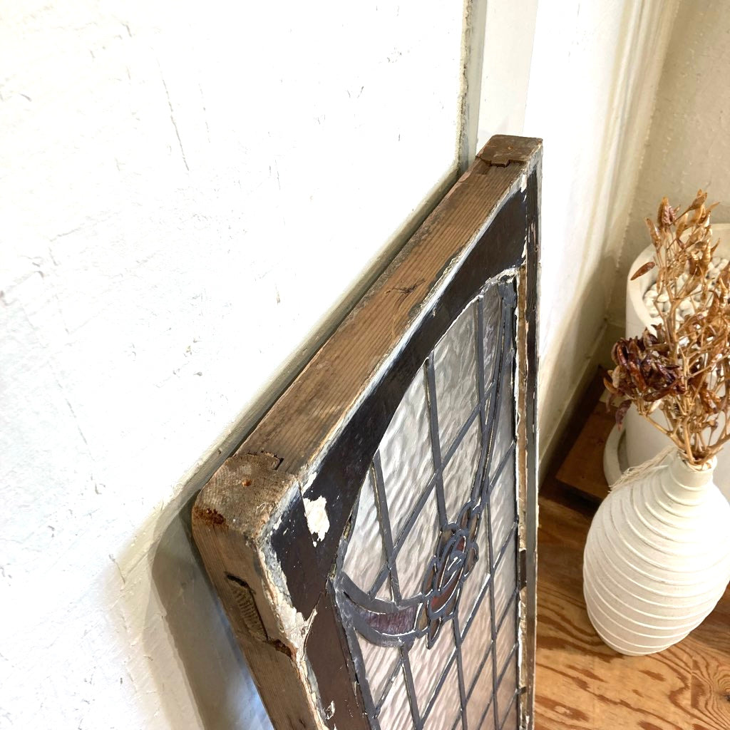 ステンドグラス 木枠 ブラックフレーム ディスプレイ 壁掛け アンティーク