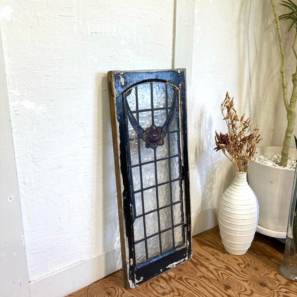 ステンドグラス 木枠 ブラックフレーム ディスプレイ 壁掛け アンティーク