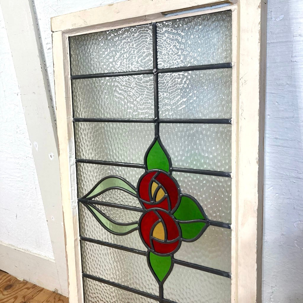 ステンドグラス 木枠 ホワイトフレーム ディスプレイ 壁掛け アンティーク