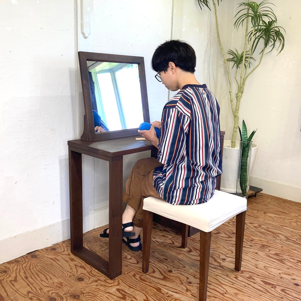 イクスス / ikususu コンパクト ドレッサー ミラー チェア ドロワー セット 中古