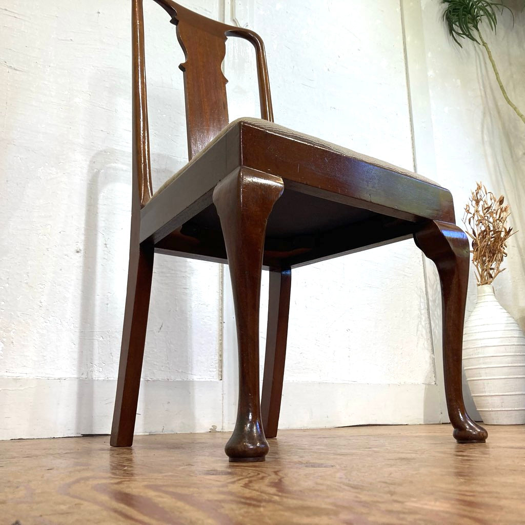 ニードルポイント ダイニングチェア 花柄 英国アンティーク 【1】