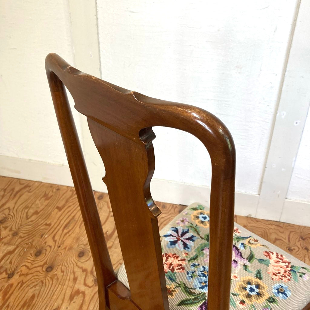 ニードルポイント ダイニングチェア 花柄 英国アンティーク 【1】