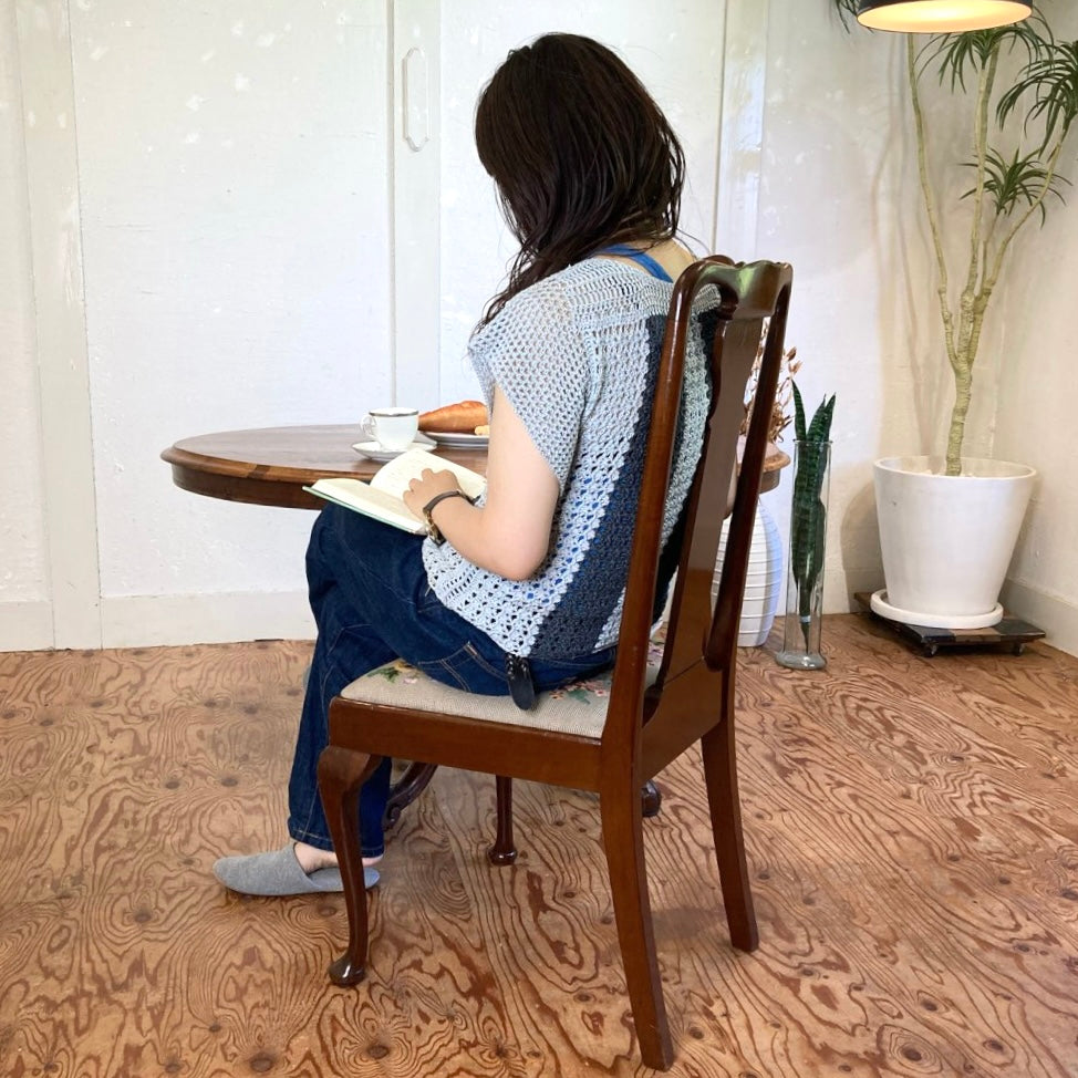 ニードルポイント ダイニングチェア 花柄 英国アンティーク 【1】