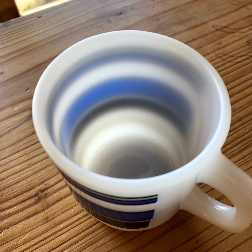 ファイヤーキング / Fire-King マグカップ ボーダーストライプ ブルー ヴィンテージ