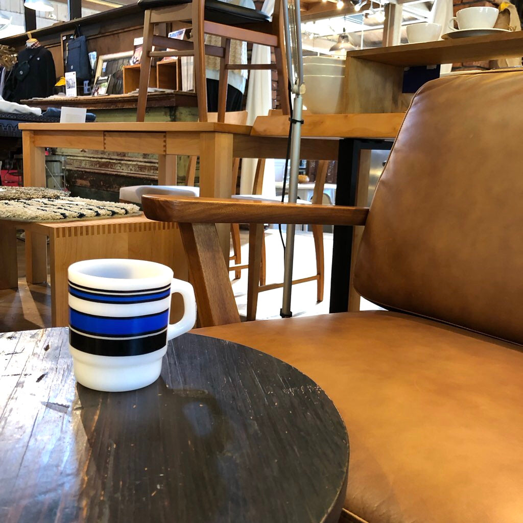 ファイヤーキング / Fire-King マグカップ ボーダーストライプ ブルー ヴィンテージ