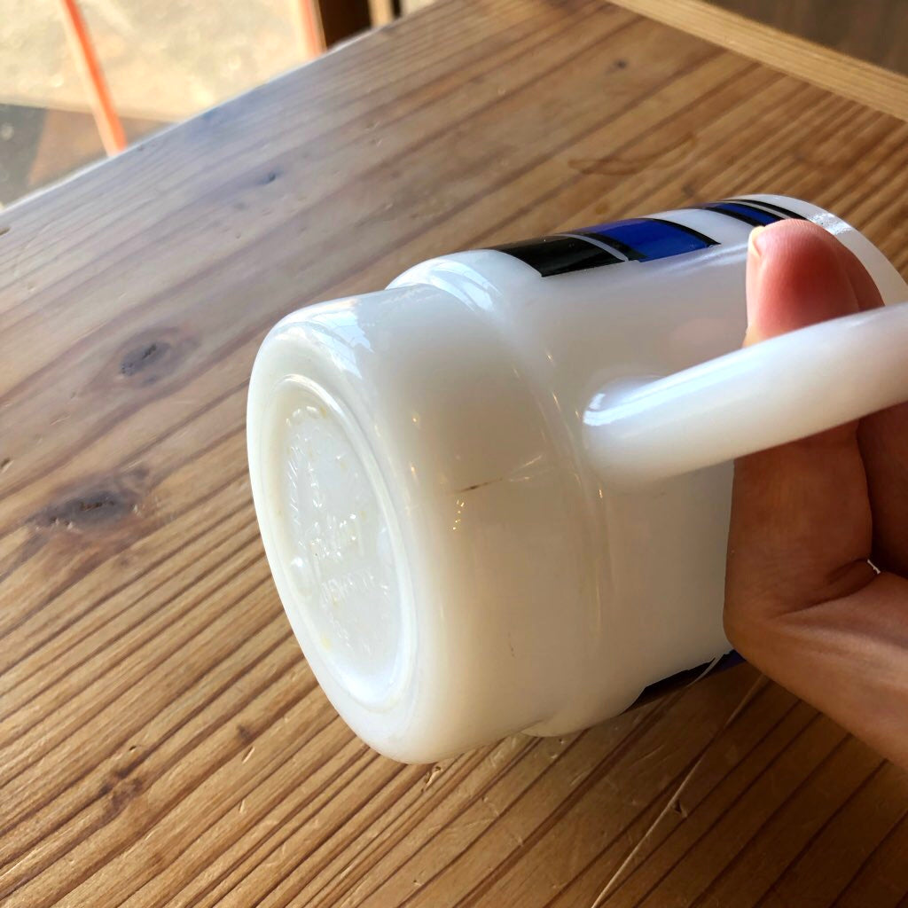 ファイヤーキング / Fire-King マグカップ ボーダーストライプ ブルー ヴィンテージ