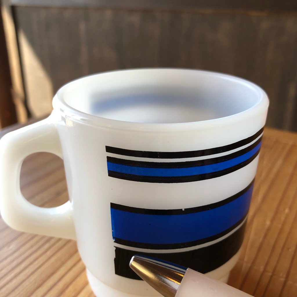 ファイヤーキング / Fire-King マグカップ ボーダーストライプ ブルー ヴィンテージ