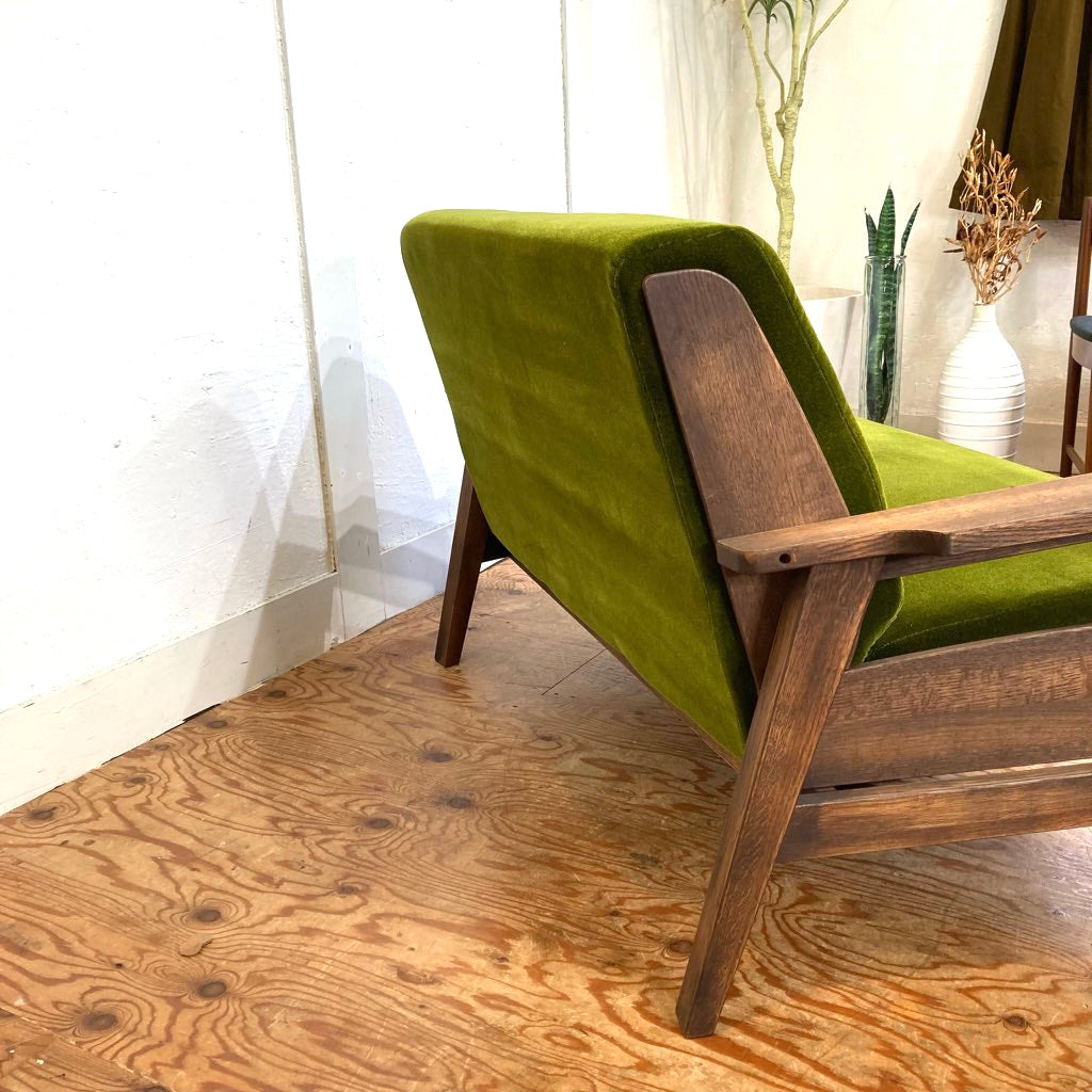 ウイスキーオークシリーズ 二人掛けソファ モケットグリーン 2Pソファ A品 未使用