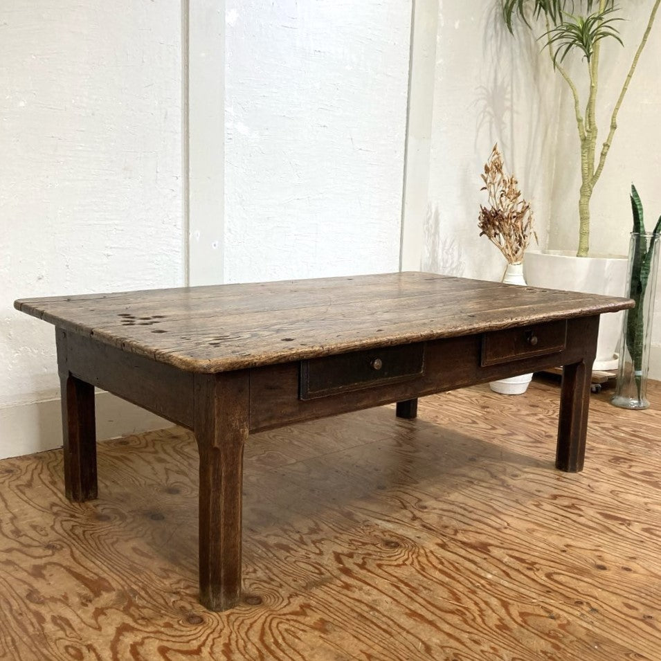 大きな無垢のローテーブル antique - サイドテーブル