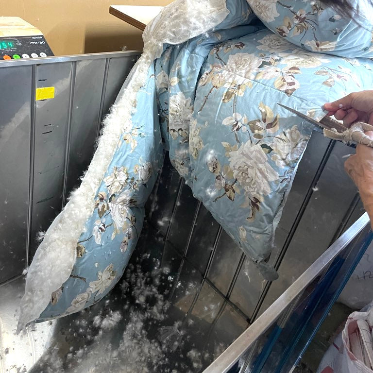 フルリフォーム羽毛布団 シングルサイズ【ホック付き2枚あわせ】 打ち直し リサイクルダウン リバイブモブラープロジェクト