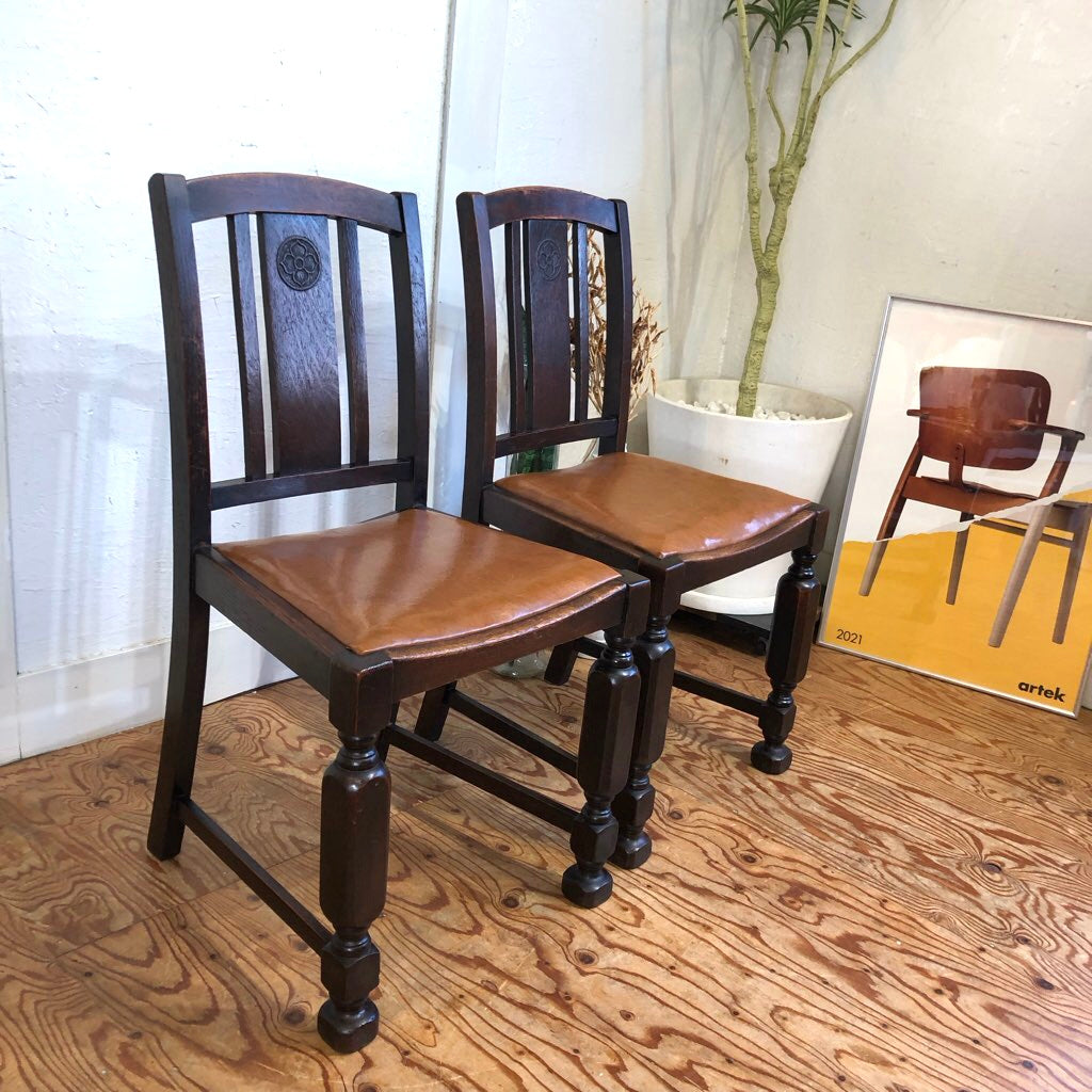 英国アンティーク ダイニングチェア オーク ライトブラウン