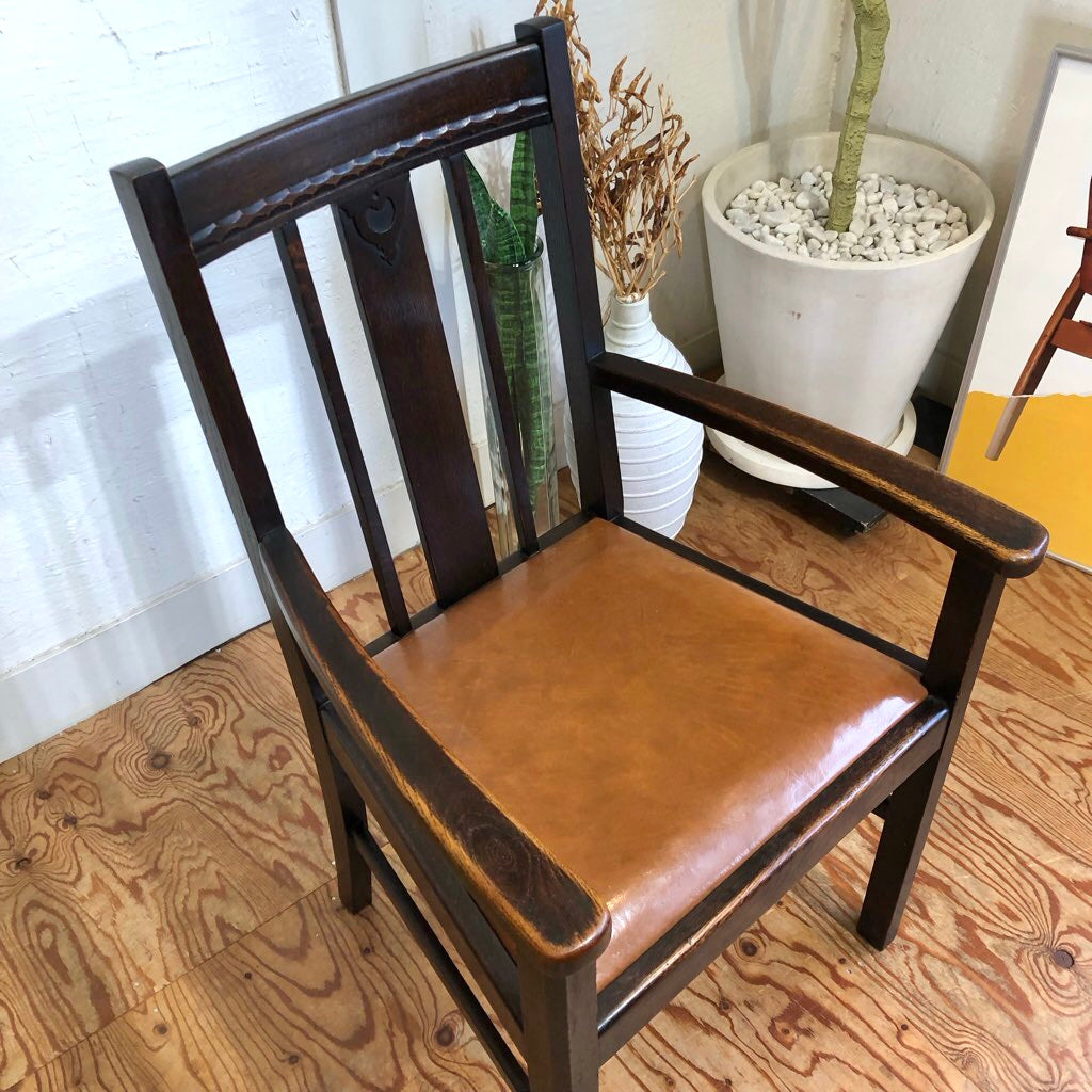 英国アンティーク ダイニング アームチェア オーク ライトブラウン