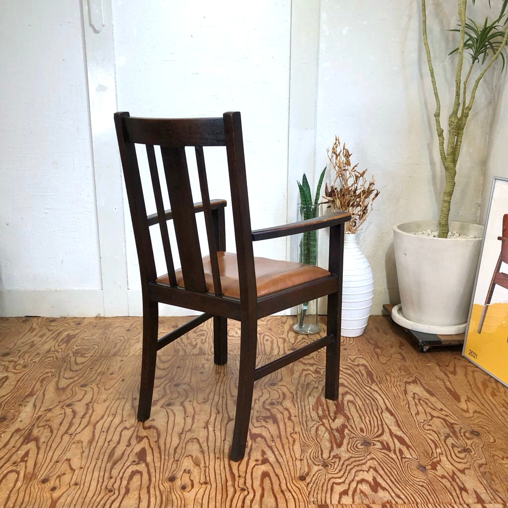 英国アンティーク ダイニング アームチェア オーク ライトブラウン