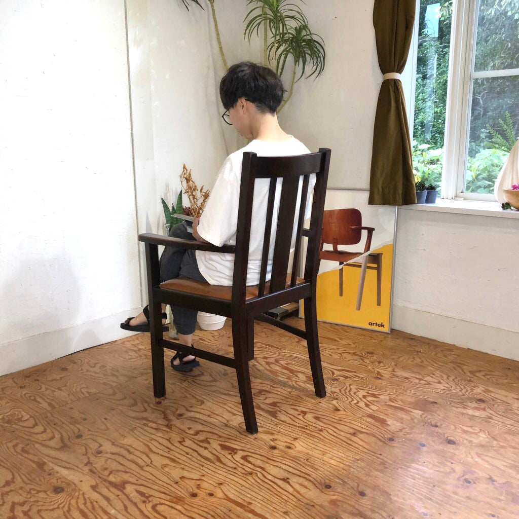 英国アンティーク ダイニング アームチェア オーク ライトブラウン