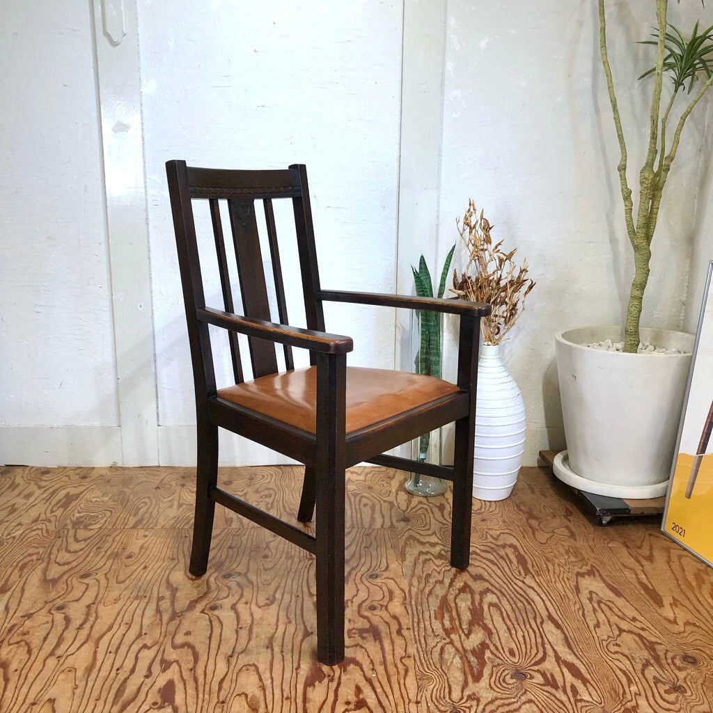 英国アンティーク ダイニング アームチェア オーク ライトブラウン