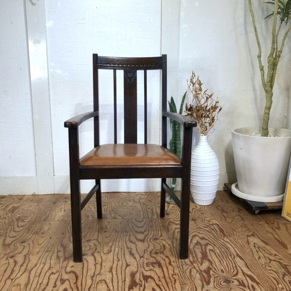 英国アンティーク ダイニング アームチェア オーク ライトブラウン