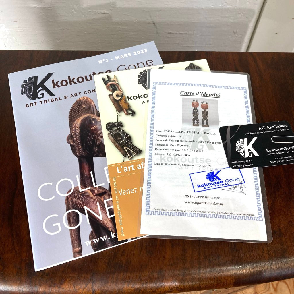 アフリカ プリミティブアート バウレ族 プレプレ仮面を被った男女の木彫り インテリア小物 ヴィンテージ