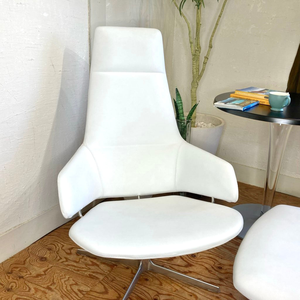 アルペール / arper アストン / ASTON ハイバック ラウンジチェア+オットマン 本革 ホワイト  展示