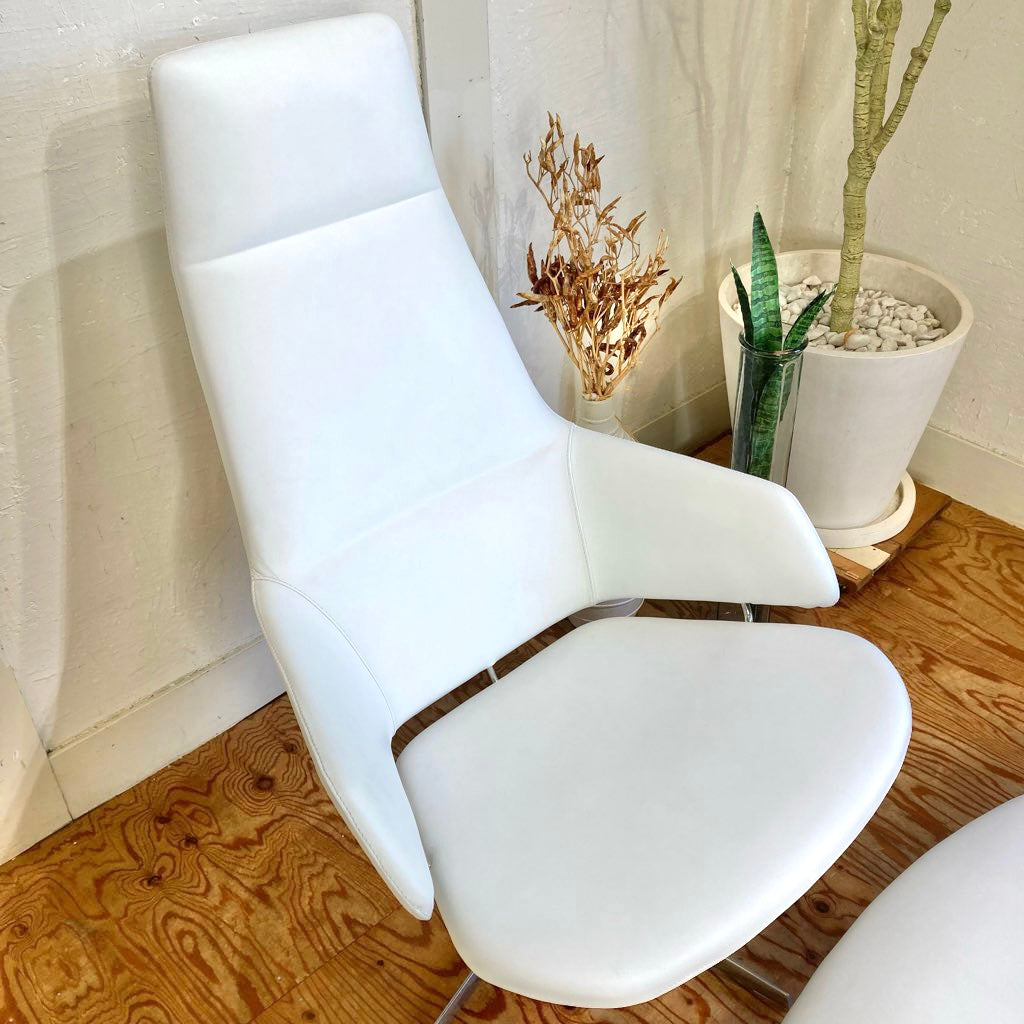 アルペール / arper アストン / ASTON ハイバック ラウンジチェア+オットマン 本革 ホワイト  展示