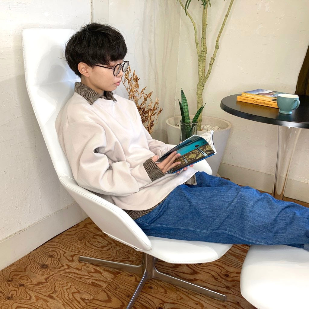 アルペール / arper アストン / ASTON ハイバック ラウンジチェア+オットマン 本革 ホワイト  展示