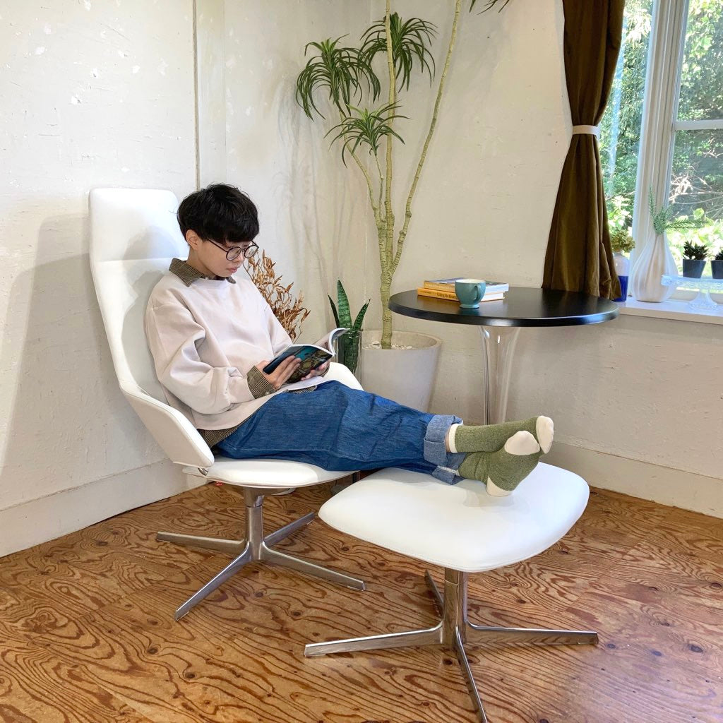 アルペール / arper アストン / ASTON ハイバック ラウンジチェア+オットマン 本革 ホワイト  展示