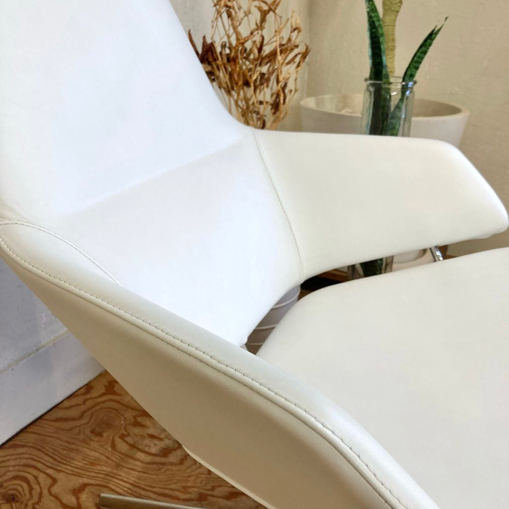 アルペール / arper アストン / ASTON ハイバック ラウンジチェア+オットマン 本革 ホワイト  展示