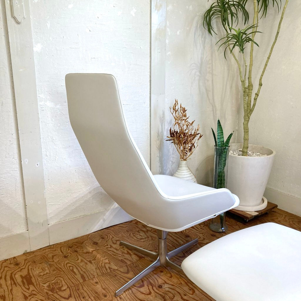 アルペール / arper アストン / ASTON ハイバック ラウンジチェア+オットマン 本革 ホワイト  展示