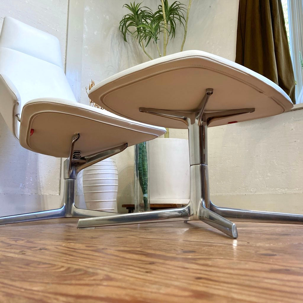 アルペール / arper アストン / ASTON ハイバック ラウンジチェア+オットマン 本革 ホワイト  展示